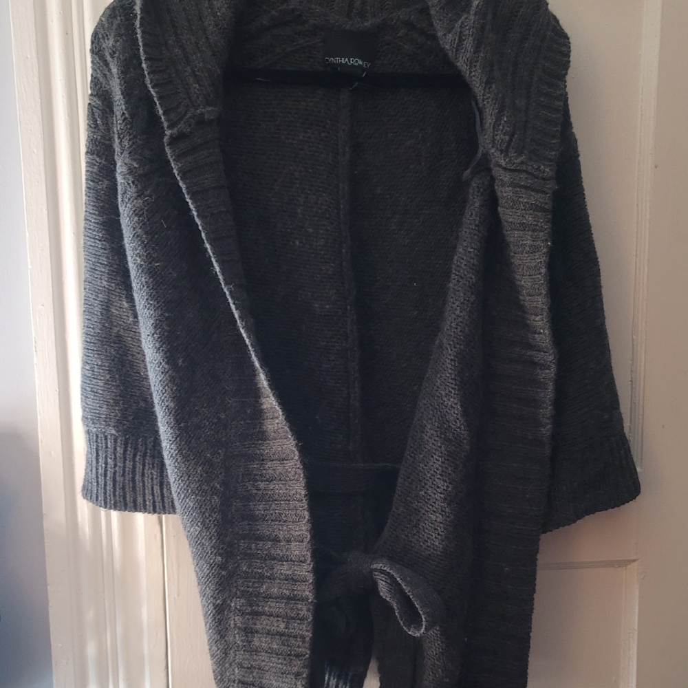 Cynthia Rowley Dark Gray Hooded Cardigan